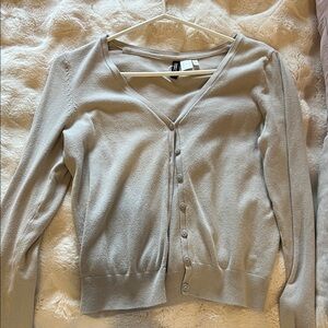 H&M Light Gray V-Neck Button-Up Cardigan